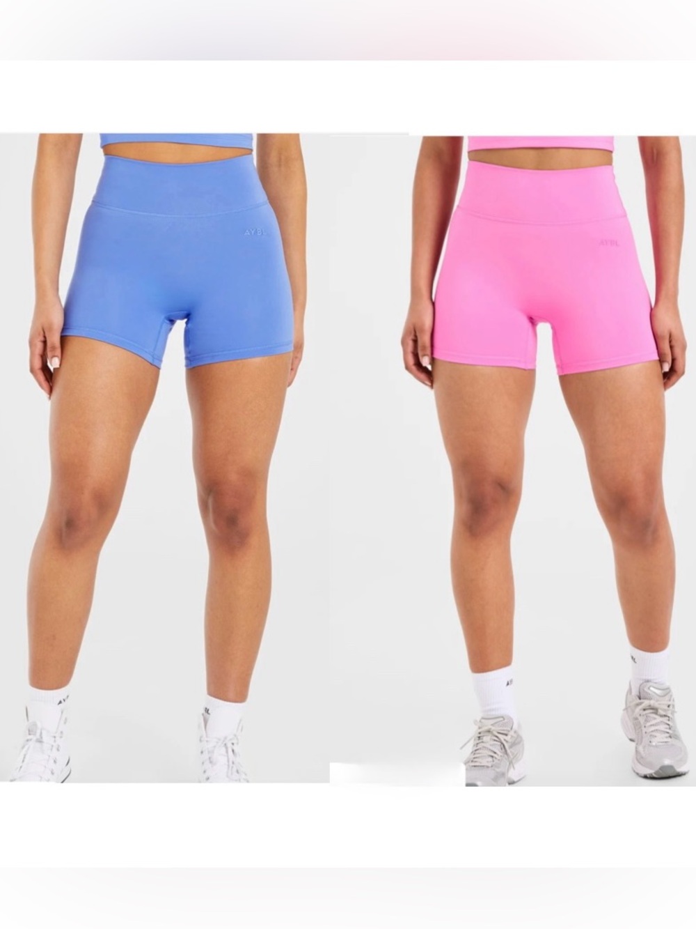 NWT Set of AYBL Staple Shorts in the Summer Pink and Cobalt Blue colorways